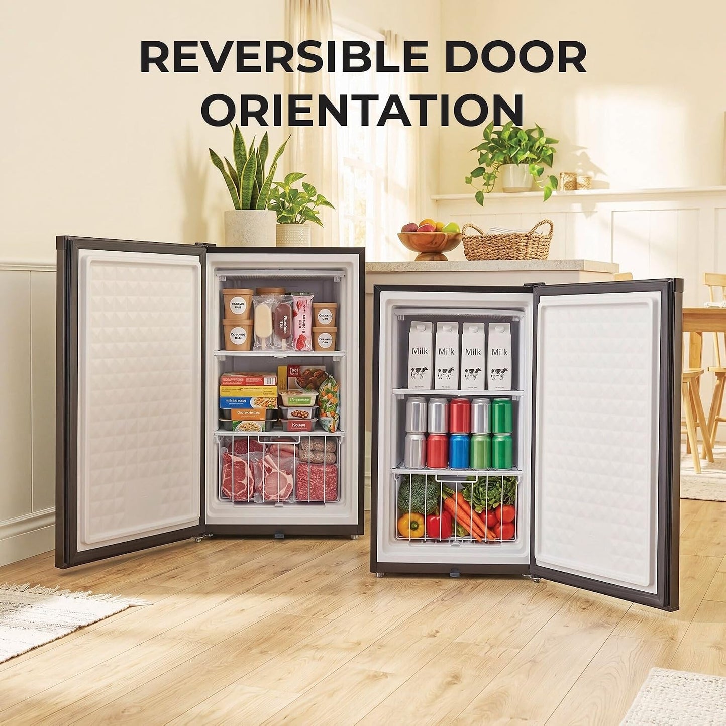 Upright Freezer with Lock, 3 Cu. Ft. Small Freezer Mini Freezer for Bedrooms, Dorms, Garages, Offices CUF-301SS, Stainless Steel, Energy Star