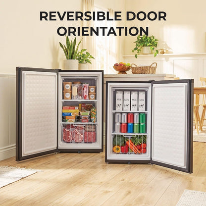 Upright Freezer with Lock, 3 Cu. Ft. Small Freezer Mini Freezer for Bedrooms, Dorms, Garages, Offices CUF-301SS, Stainless Steel, Energy Star