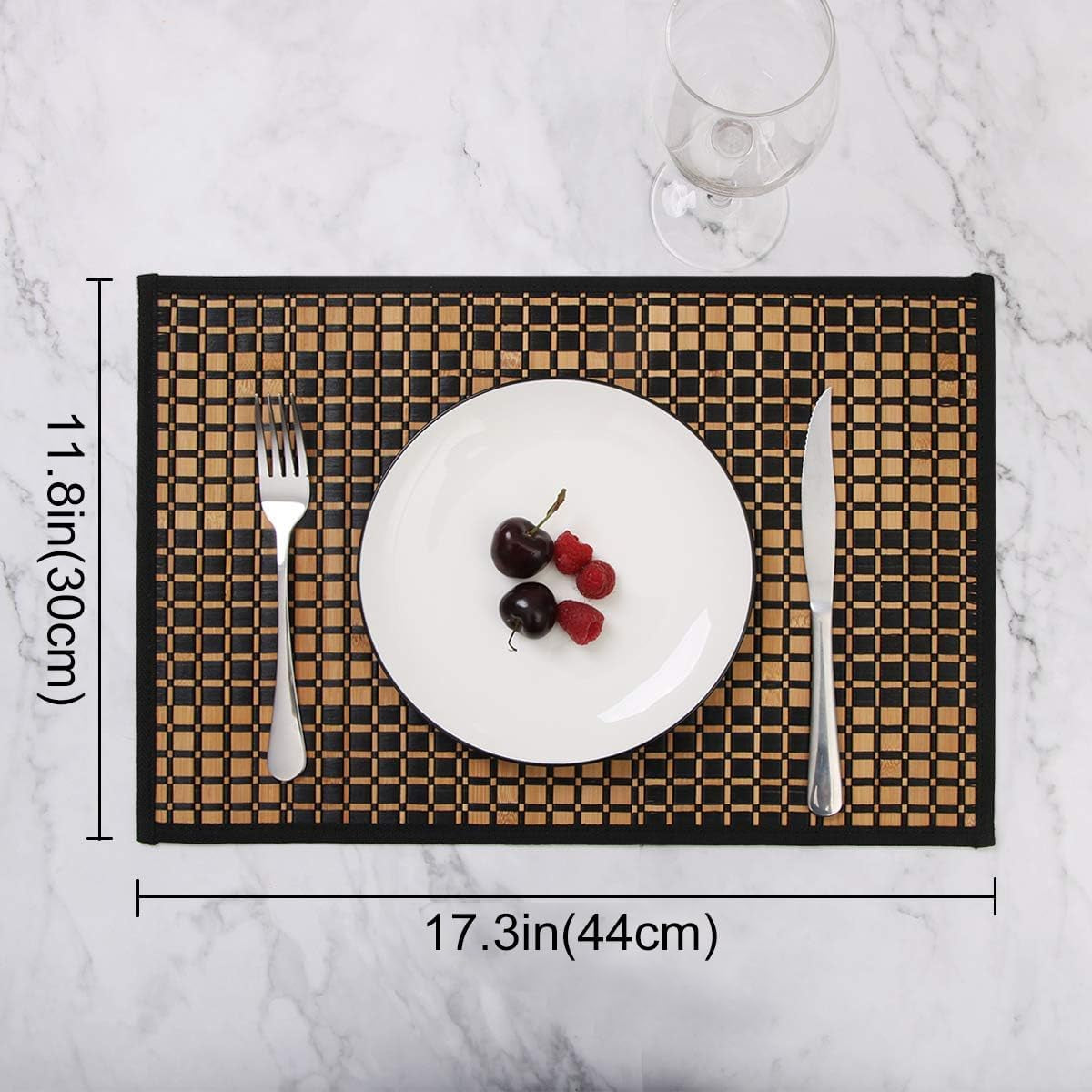 Bamboo Placemats Set of 4, Heat Resistant Place Mats for Dining Table, Durable Bamboo Table Mats, Stain Resistant & Easy Clean Placemats for Kitchen, Indoor/Outdoor Use 11.5 X 17.5 Inch