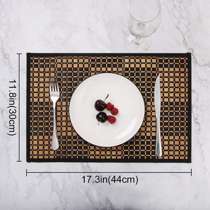 Bamboo Placemats Set of 4, Heat Resistant Place Mats for Dining Table, Durable Bamboo Table Mats, Stain Resistant & Easy Clean Placemats for Kitchen, Indoor/Outdoor Use 11.5 X 17.5 Inch