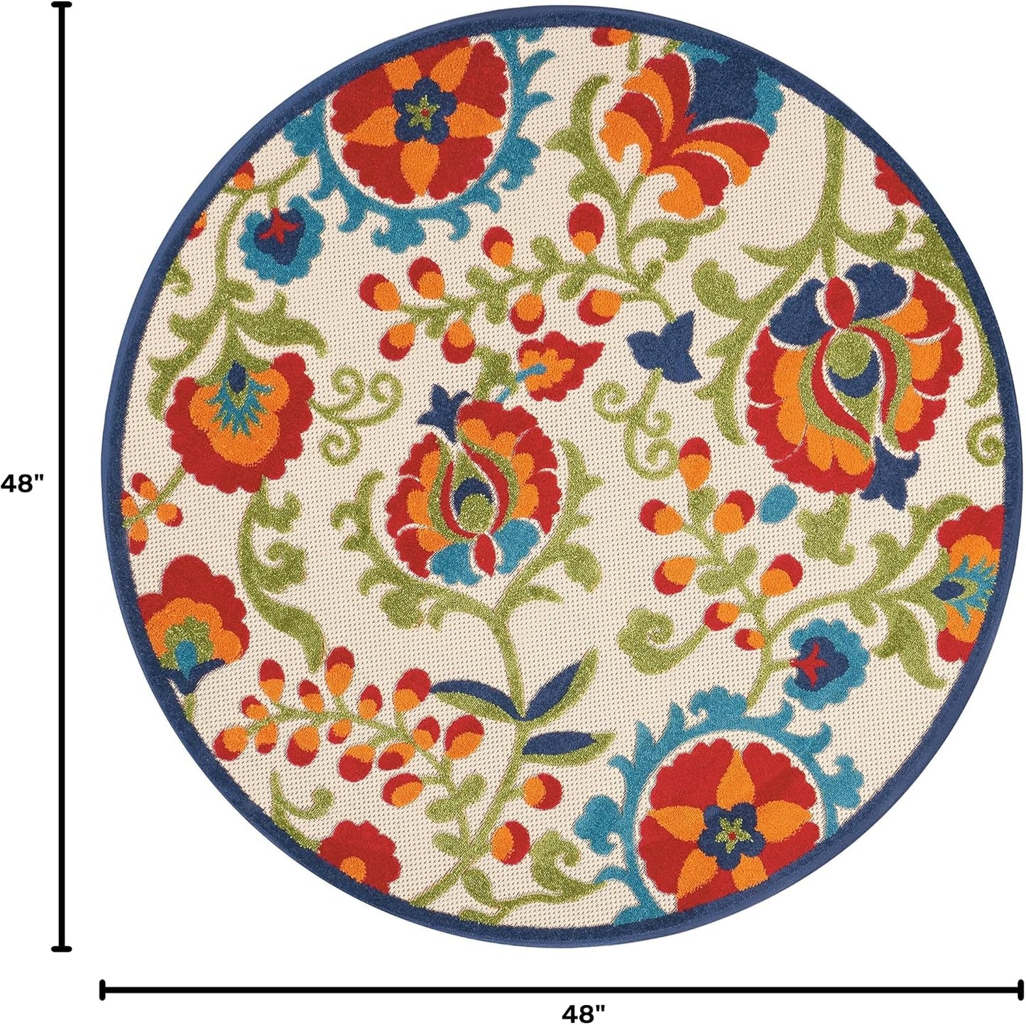 Home Aloha Multicolor 4' X round Area Rug - Easy Clean, Non Shedding, Bed Room, Living Room, Dining Room, Kitchen (4' X Round)