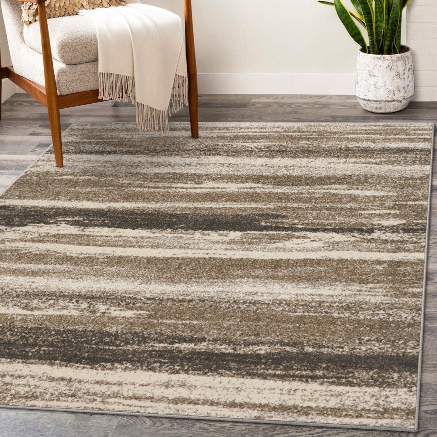 Lagos Collection 7501 Beige 5X7 Abstract Area Rug
