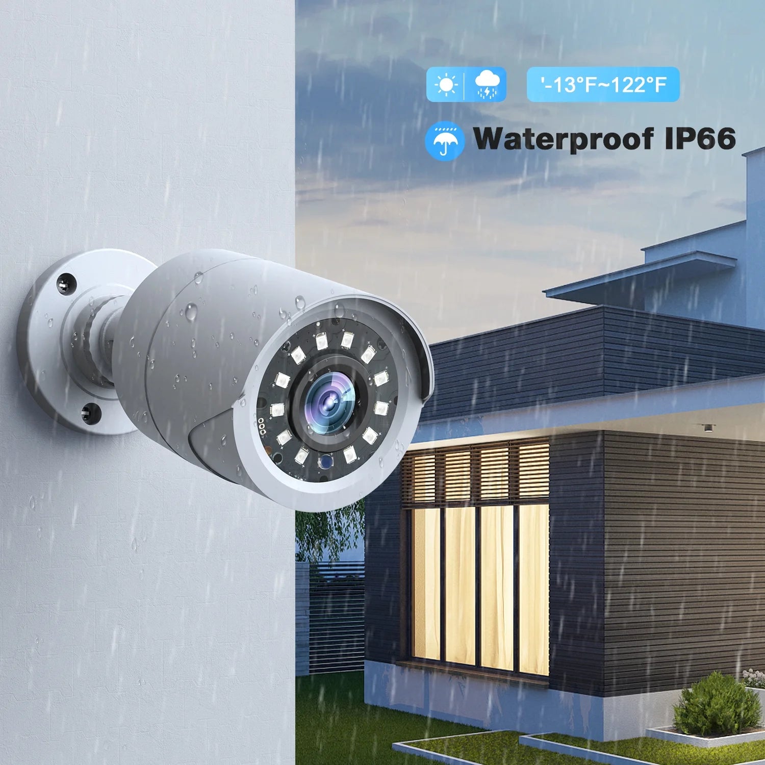SC35 8CH Wired Security Camera System Outdoor with 500G Hard Drive 8Pcs 1080P Bullet Surveillance Cameras HDMI Connector
