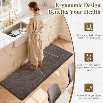 Kitchen Mat Cushioned anti Fatigue Comfort Floor Mat Oversized 20"X60" Waterproof Non Slip Kitchen Rug Runner Laundry Room Rug Floor Carpet Heavy Duty Comfort Standing Mat Pads, Brown