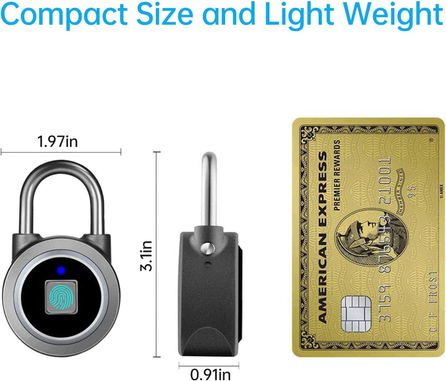 Fingerprint Padlock  Fingerprint Gym Lock for Locker, Biometric Padlock Bluetooth Smart Padlock, Rechargeable Waterproof Lock for Gym Locker, School Locker, Gate, Fence, Shed, Garage (Grey)