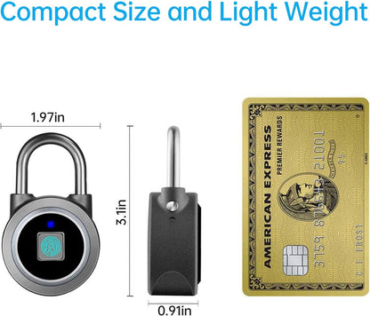 Fingerprint Padlock  Fingerprint Gym Lock for Locker, Biometric Padlock Bluetooth Smart Padlock, Rechargeable Waterproof Lock for Gym Locker, School Locker, Gate, Fence, Shed, Garage (Grey)