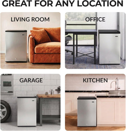 Upright Freezer with Lock, 3 Cu. Ft. Small Freezer Mini Freezer for Bedrooms, Dorms, Garages, Offices CUF-301SS, Stainless Steel, Energy Star