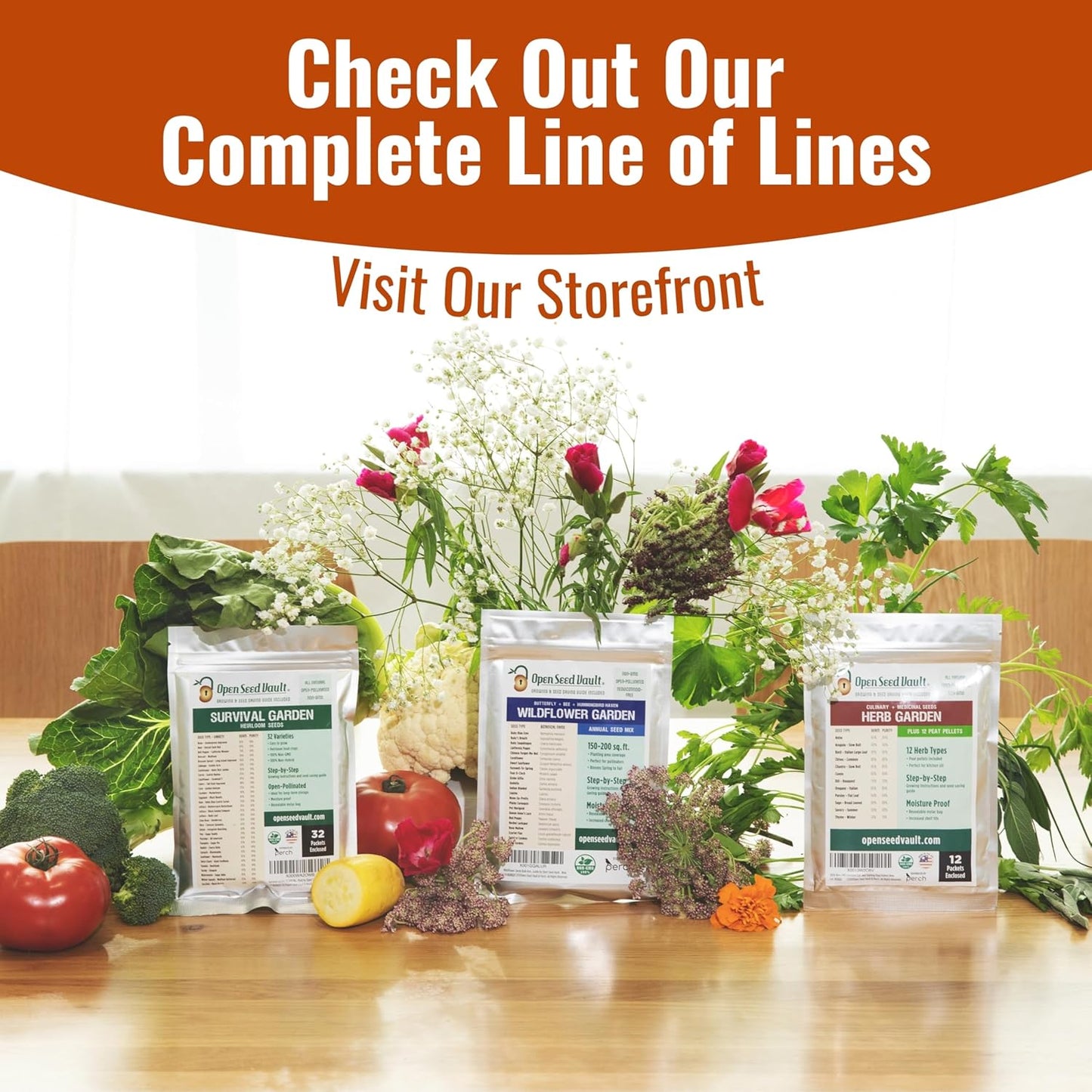 Vegetable & Fruit Seeds | 32 Individual Packs | 2026 Season | Non-Gmo, High Yield - 15,000+ Seeds | Tomato, Cucumber, Zucchini, Bell Pepper and More | for Indoor & Outdoor Garden Planting