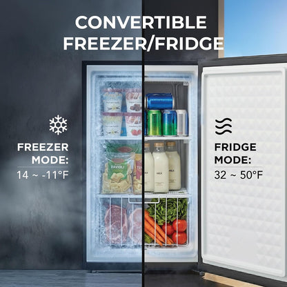 Upright Freezer with Lock, 3 Cu. Ft. Small Freezer Mini Freezer for Bedrooms, Dorms, Garages, Offices CUF-301SS, Stainless Steel, Energy Star