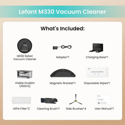 M330 Robot Vacuum and Mop with Lidar Navigation, 450Ml Visible Dustbin with Obstacle Avoidance, Perfect for Hardwood Carpets