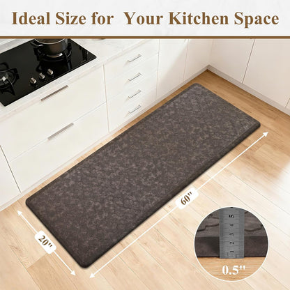 Kitchen Mat Cushioned anti Fatigue Comfort Floor Mat Oversized 20"X60" Waterproof Non Slip Kitchen Rug Runner Laundry Room Rug Floor Carpet Heavy Duty Comfort Standing Mat Pads, Brown
