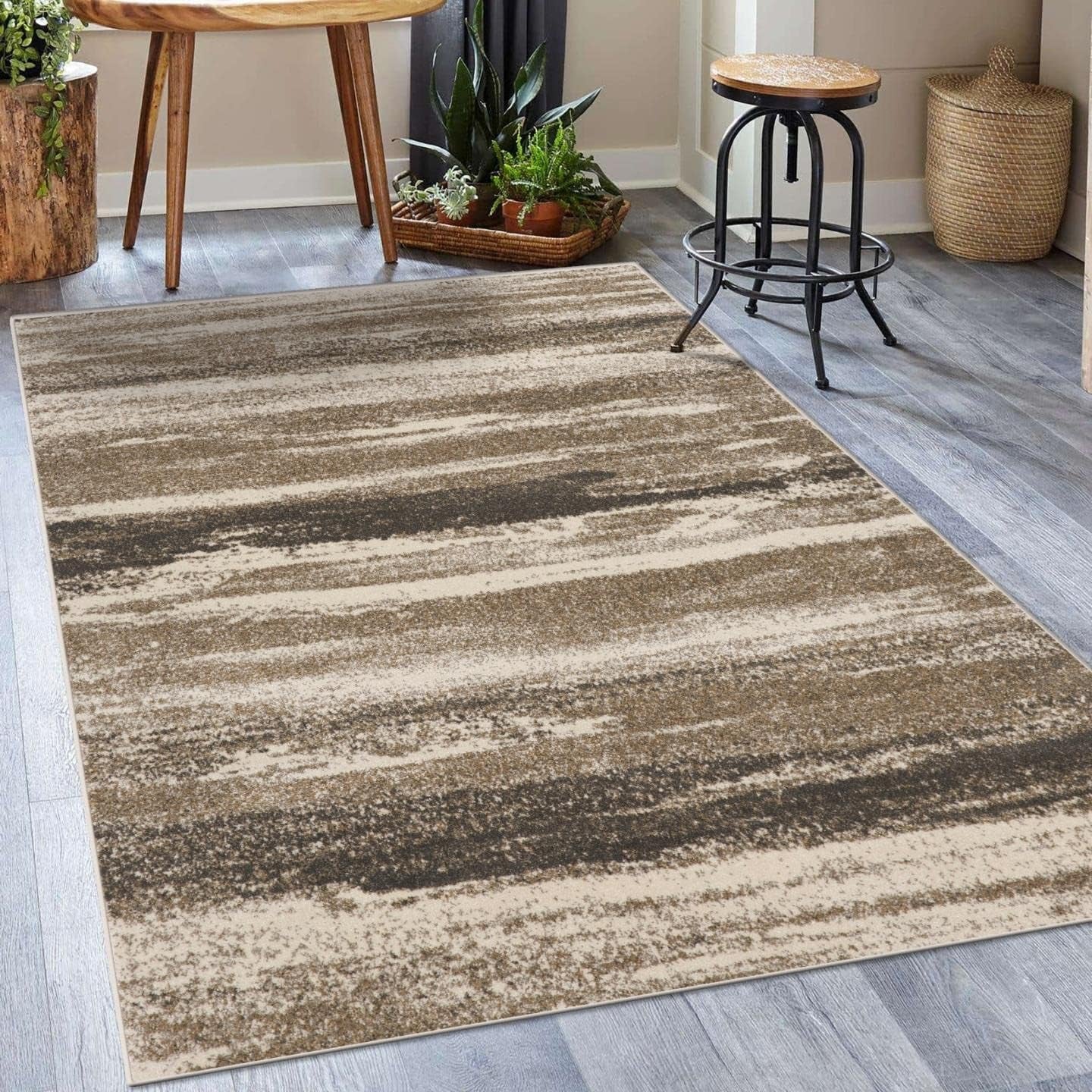 Lagos Collection 7501 Beige 5X7 Abstract Area Rug