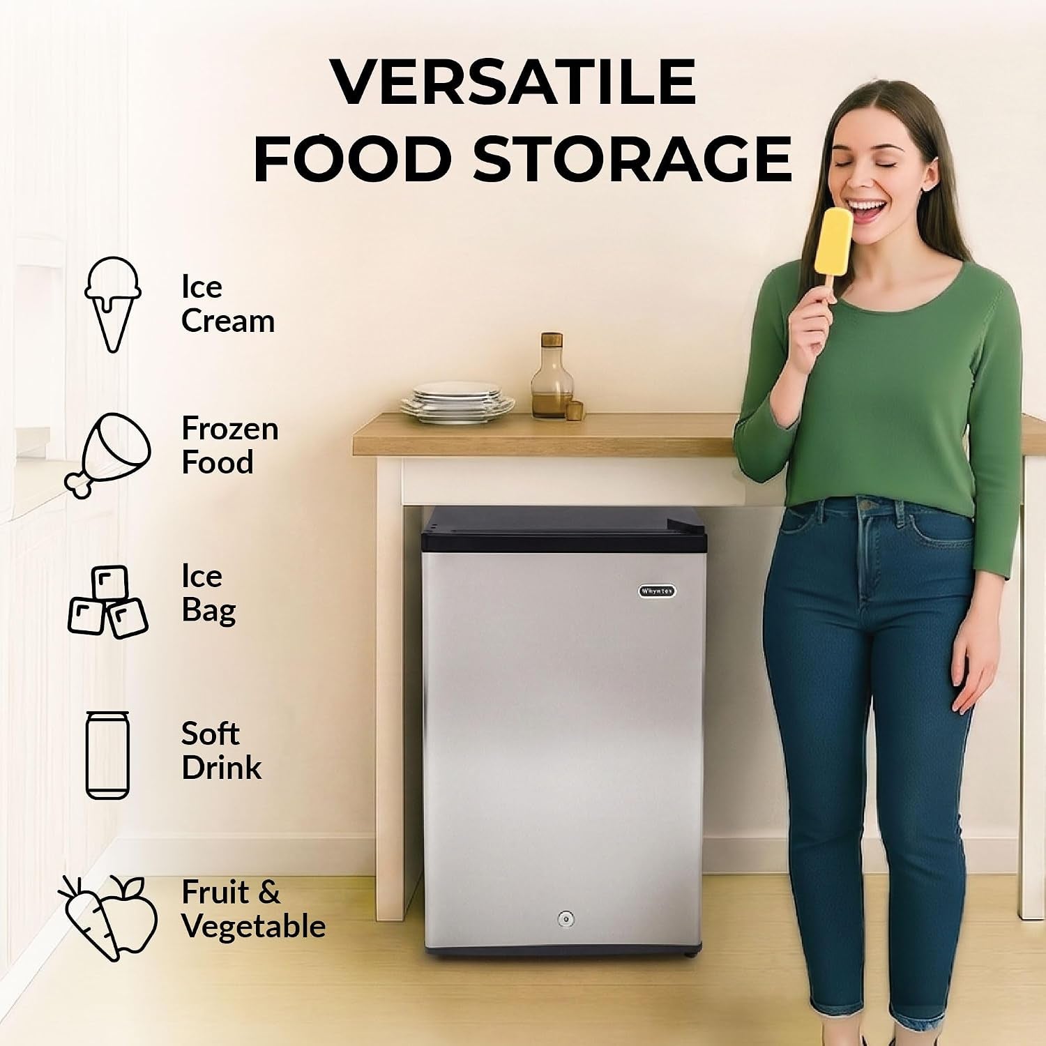Upright Freezer with Lock, 3 Cu. Ft. Small Freezer Mini Freezer for Bedrooms, Dorms, Garages, Offices CUF-301SS, Stainless Steel, Energy Star