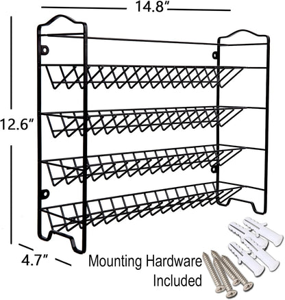 Spice Rack Organizer with 32 Glass Spice Jars and 396 Spice Labels | Chalk Marker, Funnel, 4Oz Empty Spice Bottles, 4 Tier Spice Organizer for Cabinet, Countertop, Cupboard or Wall Mount, Black